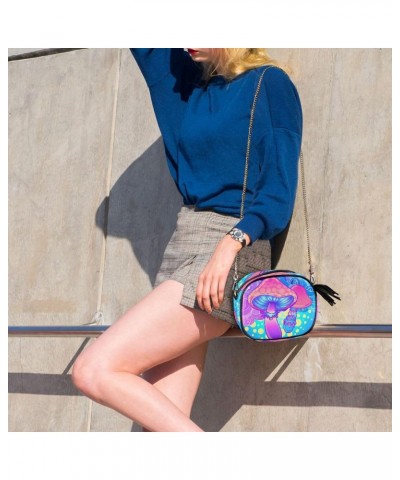 Women's Psychedelic Mushroom Unique Blue Crossbody Bag Fashion Purses Bag Cross Body Bag Shoulder Handbag with Adjustable Cha...