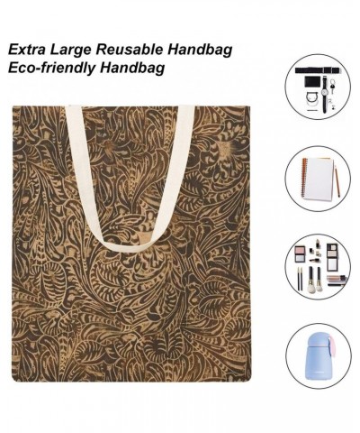 Rustic Cowhide Brown Teal Western Country CanvasTote Bag for Women Girl Canvas Shoulder Handbags Cute Large Purse $13.33 Totes