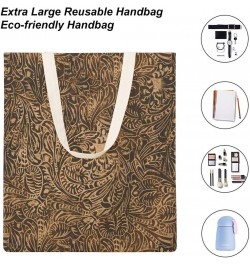 Rustic Cowhide Brown Teal Western Country CanvasTote Bag for Women Girl Canvas Shoulder Handbags Cute Large Purse $13.33 Totes