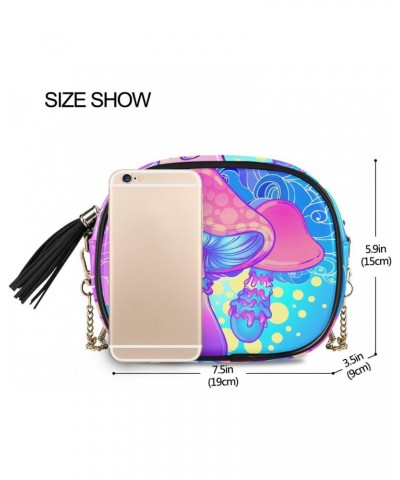 Women's Psychedelic Mushroom Unique Blue Crossbody Bag Fashion Purses Bag Cross Body Bag Shoulder Handbag with Adjustable Cha...