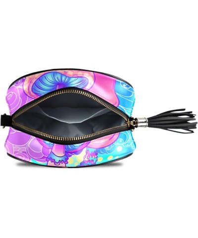 Women's Psychedelic Mushroom Unique Blue Crossbody Bag Fashion Purses Bag Cross Body Bag Shoulder Handbag with Adjustable Cha...