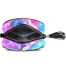 Women's Psychedelic Mushroom Unique Blue Crossbody Bag Fashion Purses Bag Cross Body Bag Shoulder Handbag with Adjustable Cha...