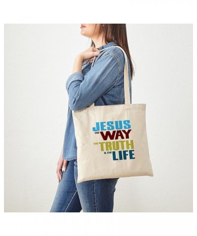 Kids Jesus Loves Tote Bag Natural Canvas Tote Bag, Cloth Shopping Bag Jesus the Way the Truth & the Life Tote Bag $9.43 Trave...