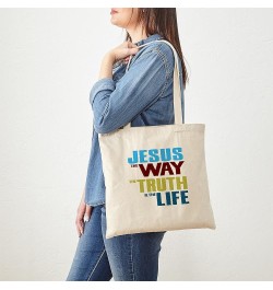 Kids Jesus Loves Tote Bag Natural Canvas Tote Bag, Cloth Shopping Bag Jesus the Way the Truth & the Life Tote Bag $9.43 Trave...