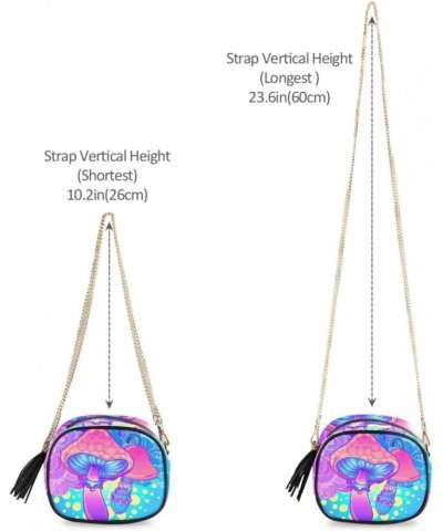 Women's Psychedelic Mushroom Unique Blue Crossbody Bag Fashion Purses Bag Cross Body Bag Shoulder Handbag with Adjustable Cha...