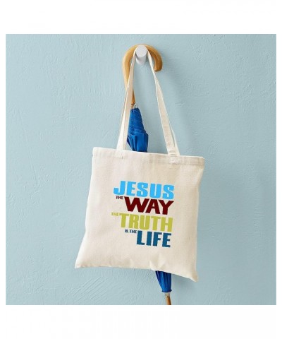 Kids Jesus Loves Tote Bag Natural Canvas Tote Bag, Cloth Shopping Bag Jesus the Way the Truth & the Life Tote Bag $9.43 Trave...