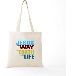 Kids Jesus Loves Tote Bag Natural Canvas Tote Bag, Cloth Shopping Bag Jesus the Way the Truth & the Life Tote Bag $9.43 Trave...