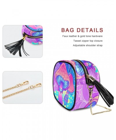 Women's Psychedelic Mushroom Unique Blue Crossbody Bag Fashion Purses Bag Cross Body Bag Shoulder Handbag with Adjustable Cha...