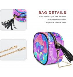 Women's Psychedelic Mushroom Unique Blue Crossbody Bag Fashion Purses Bag Cross Body Bag Shoulder Handbag with Adjustable Cha...