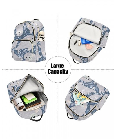 Cute Seal Fish Water Mini Backpack Purse for Women, Travel Backpack Fashion Backpack Handbag Shoulder Bag Small Casual Daypac...