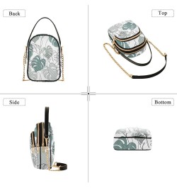 Abstract Monstera Leaves Plant Phone Bag with Strap Quilted Shoulder Purse Handbag Leather Purses for Women Tote Abstract Mon...