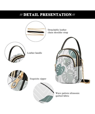 Abstract Monstera Leaves Plant Phone Bag with Strap Quilted Shoulder Purse Handbag Leather Purses for Women Tote Abstract Mon...