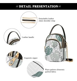 Abstract Monstera Leaves Plant Phone Bag with Strap Quilted Shoulder Purse Handbag Leather Purses for Women Tote Abstract Mon...