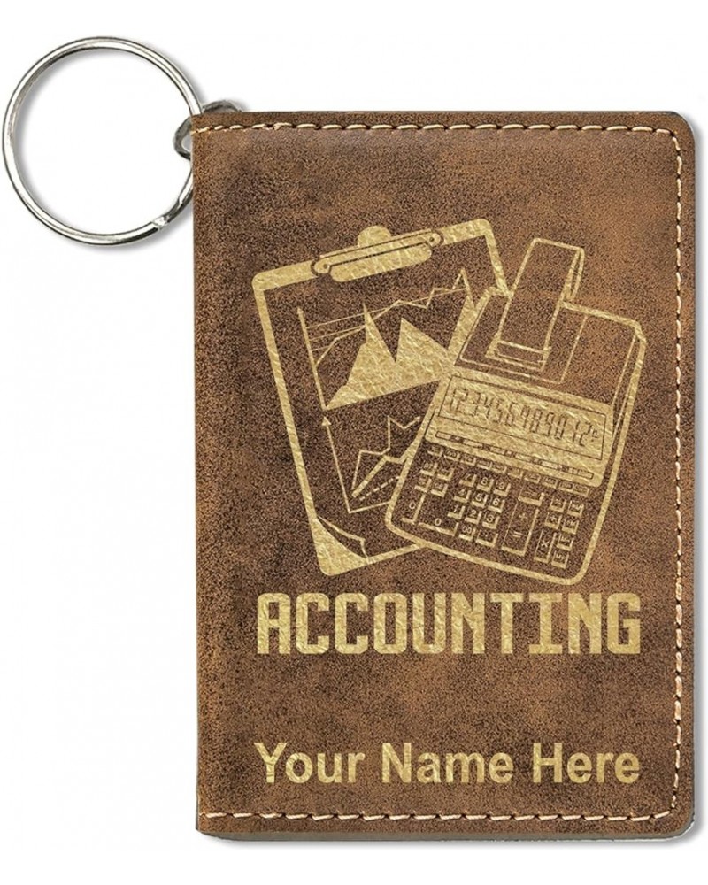 ID Holder Wallet, Accounting, Personalized Engraving Included (Dark Brown) Rustic $13.16 Wallets