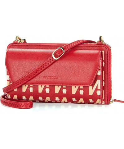 Womens RFID Wallet Purse Wristlet Crossbody Clutch with Zip Around 2 Strap Red2 $16.80 Wristlets