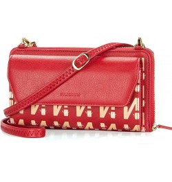 Womens RFID Wallet Purse Wristlet Crossbody Clutch with Zip Around 2 Strap Red2 $16.80 Wristlets