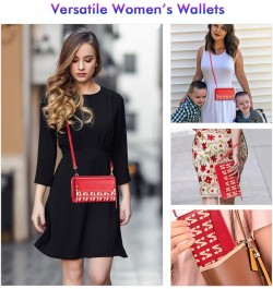 Womens RFID Wallet Purse Wristlet Crossbody Clutch with Zip Around 2 Strap Red2 $16.80 Wristlets