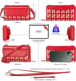 Womens RFID Wallet Purse Wristlet Crossbody Clutch with Zip Around 2 Strap Red2 $16.80 Wristlets