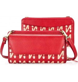 Womens RFID Wallet Purse Wristlet Crossbody Clutch with Zip Around 2 Strap Red2 $16.80 Wristlets