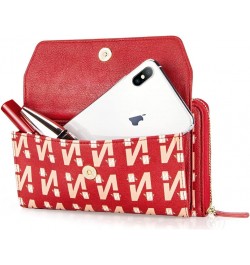 Womens RFID Wallet Purse Wristlet Crossbody Clutch with Zip Around 2 Strap Red2 $16.80 Wristlets