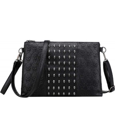 Women Shoulder Bag Punk Skull Rivet Shoulder Bag PU Leather Gothic Crossbody Bag with Chain Wallet Purse-Black $19.72 Shoulde...