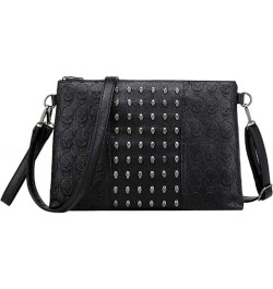 Women Shoulder Bag Punk Skull Rivet Shoulder Bag PU Leather Gothic Crossbody Bag with Chain Wallet Purse-Black $19.72 Shoulde...