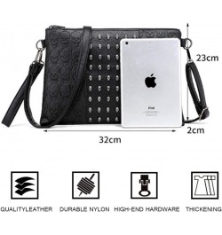 Women Shoulder Bag Punk Skull Rivet Shoulder Bag PU Leather Gothic Crossbody Bag with Chain Wallet Purse-Black $19.72 Shoulde...