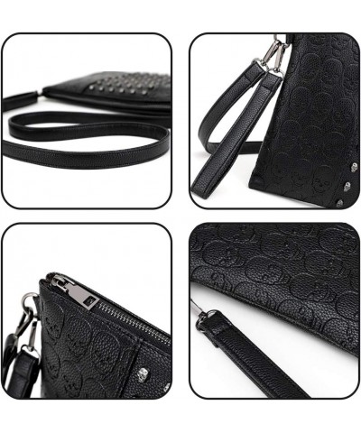 Women Shoulder Bag Punk Skull Rivet Shoulder Bag PU Leather Gothic Crossbody Bag with Chain Wallet Purse-Black $19.72 Shoulde...