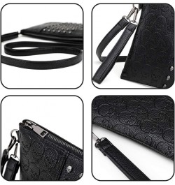 Women Shoulder Bag Punk Skull Rivet Shoulder Bag PU Leather Gothic Crossbody Bag with Chain Wallet Purse-Black $19.72 Shoulde...