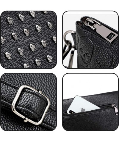 Women Shoulder Bag Punk Skull Rivet Shoulder Bag PU Leather Gothic Crossbody Bag with Chain Wallet Purse-Black $19.72 Shoulde...