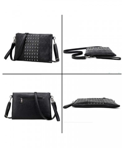 Women Shoulder Bag Punk Skull Rivet Shoulder Bag PU Leather Gothic Crossbody Bag with Chain Wallet Purse-Black $19.72 Shoulde...