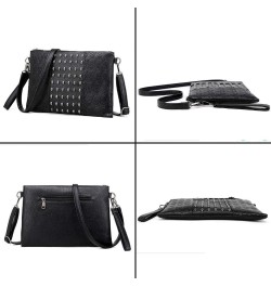 Women Shoulder Bag Punk Skull Rivet Shoulder Bag PU Leather Gothic Crossbody Bag with Chain Wallet Purse-Black $19.72 Shoulde...