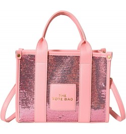 The Tote Bag for Women ，Sequined tote Purse letter PU shoulder crossbody bag for office travel…… Pink2 $15.18 Totes