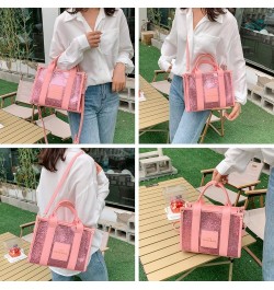 The Tote Bag for Women ，Sequined tote Purse letter PU shoulder crossbody bag for office travel…… Pink2 $15.18 Totes