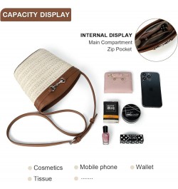 Small Straw Purses for Women Mini Straw Shoulder Bags for Women Crossbody Woven Purse Clutch Rattan Bag Brown $11.61 Clutches