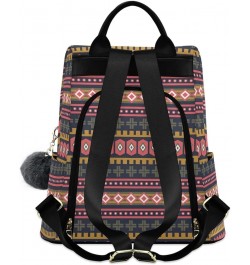 Pink Yellow Floral Fashion Backpack Purse for Women Back Zipper Pocket Design Ethnic Geometric Art $16.03 Backpacks