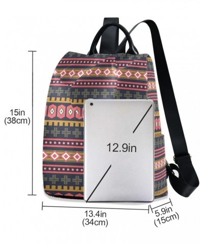 Pink Yellow Floral Fashion Backpack Purse for Women Back Zipper Pocket Design Ethnic Geometric Art $16.03 Backpacks