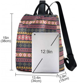 Pink Yellow Floral Fashion Backpack Purse for Women Back Zipper Pocket Design Ethnic Geometric Art $16.03 Backpacks