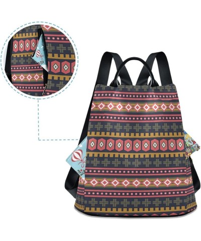 Pink Yellow Floral Fashion Backpack Purse for Women Back Zipper Pocket Design Ethnic Geometric Art $16.03 Backpacks