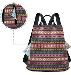 Pink Yellow Floral Fashion Backpack Purse for Women Back Zipper Pocket Design Ethnic Geometric Art $16.03 Backpacks