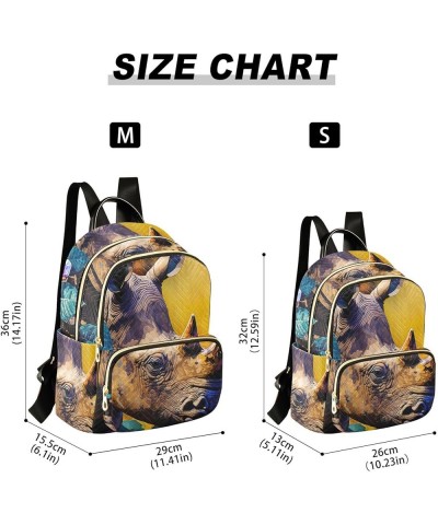 Small Fashion Backpack for Women Rhinoceros Flower Print Ladies Travel Daypack Aesthetic Shoulder Bag 10.2×5.1×12.5 IN $15.68...