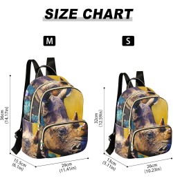 Small Fashion Backpack for Women Rhinoceros Flower Print Ladies Travel Daypack Aesthetic Shoulder Bag 10.2×5.1×12.5 IN $15.68...