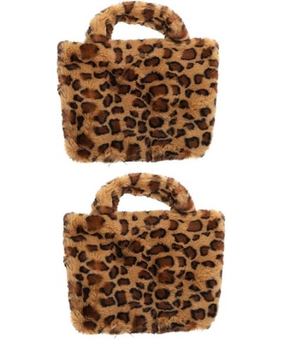 2 Pcs Leopard Print Bag Plush Handbag Wallets for Girls Leopard Wallets for Women Body Cross Bag for Women Trendy Purses Tote...