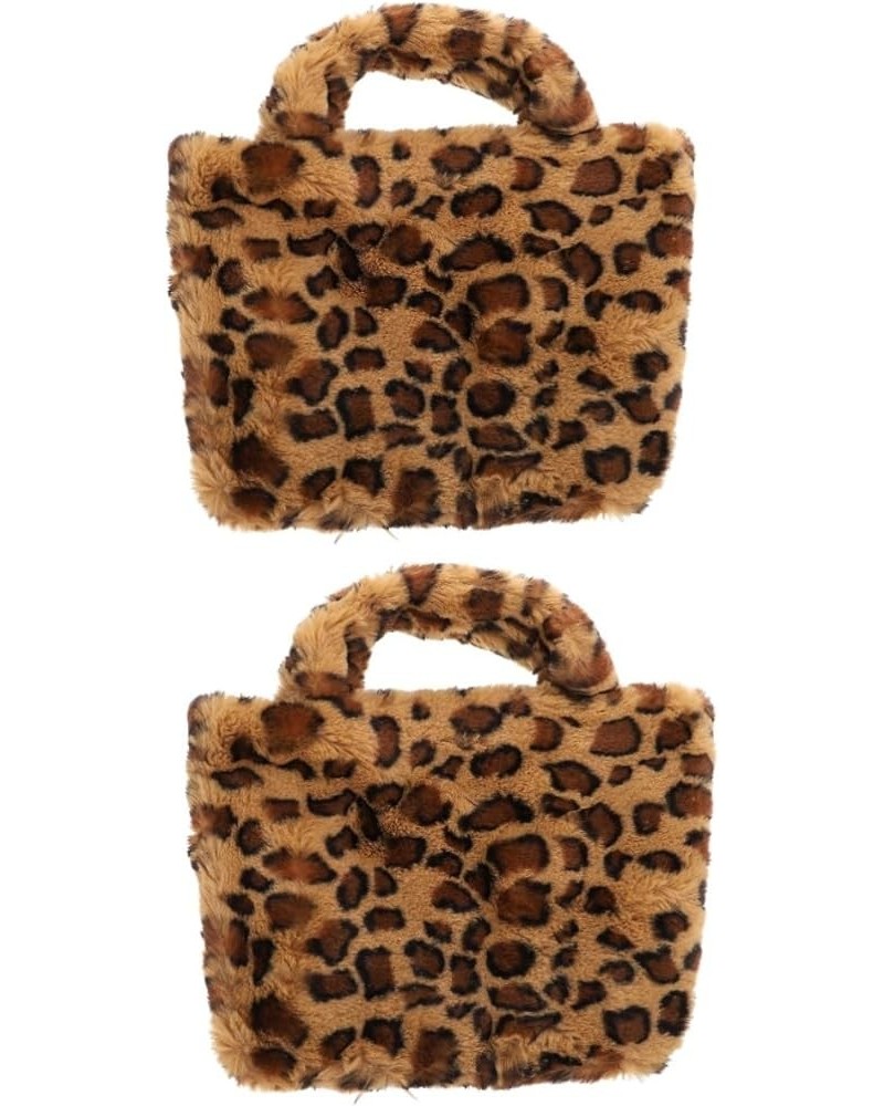 2 Pcs Leopard Print Bag Plush Handbag Wallets for Girls Leopard Wallets for Women Body Cross Bag for Women Trendy Purses Tote...