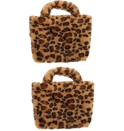 2 Pcs Leopard Print Bag Plush Handbag Wallets for Girls Leopard Wallets for Women Body Cross Bag for Women Trendy Purses Tote...