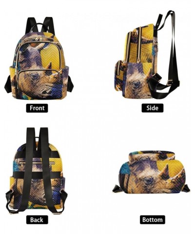 Small Fashion Backpack for Women Rhinoceros Flower Print Ladies Travel Daypack Aesthetic Shoulder Bag 10.2×5.1×12.5 IN $15.68...