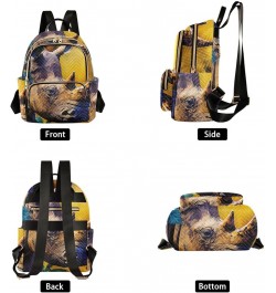 Small Fashion Backpack for Women Rhinoceros Flower Print Ladies Travel Daypack Aesthetic Shoulder Bag 10.2×5.1×12.5 IN $15.68...