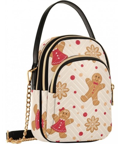 Winter Christmas Gingerbread Crossbody Bag for Women Cell Phone Purse Wallet with Removable Chain Shoulder Handbag for Work P...