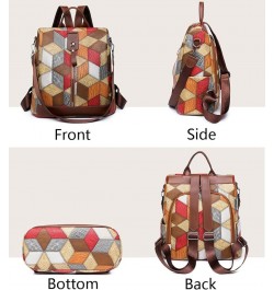 Travel Backpack Purse for Women Casual Daypacks Splicing Color Block Shoulder Bags Zipper Handbag-Red (Color : Brown) Red $29...