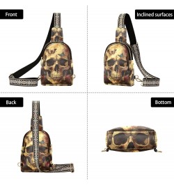 Womens Crossbody Bag Vintage Skull Flower Print PU Leather Sling Bag with Adjustable Strap Zipper Closure Water Resistant $13...